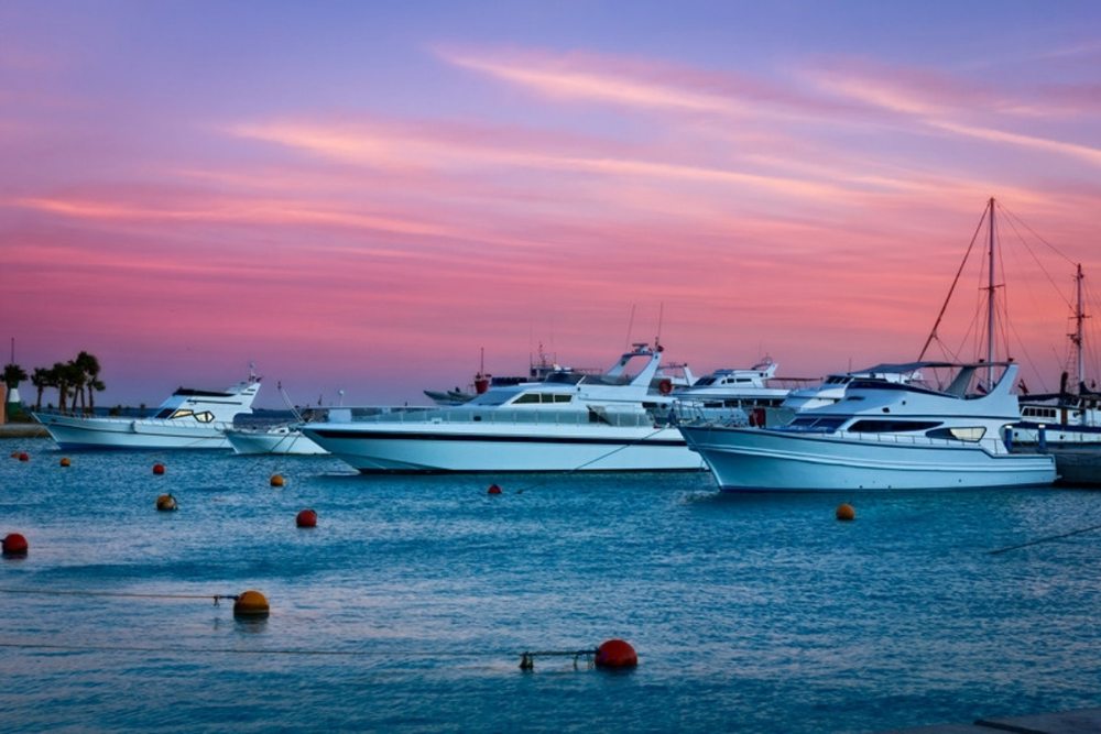 Marina de Hurghada al atardecer, Mar Rojo