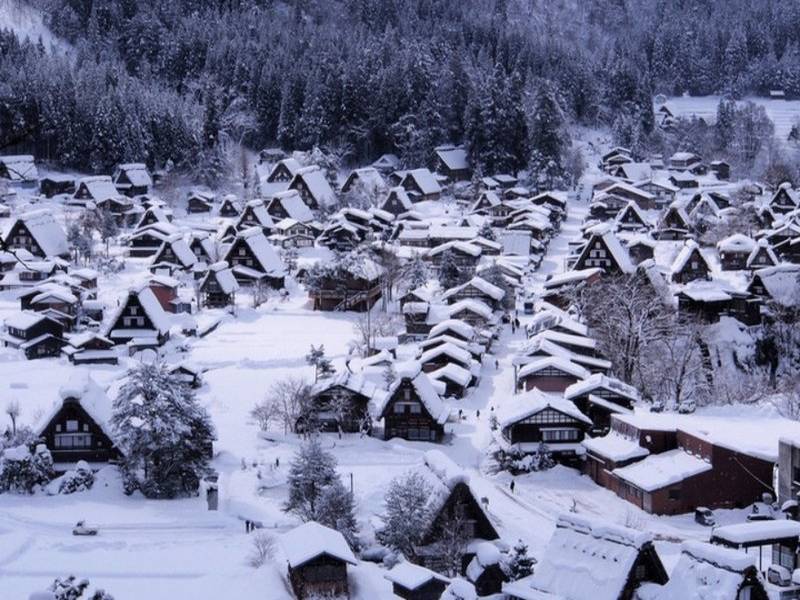 Aldea de Shirakawago con casas gassho-zukuri (Japón)