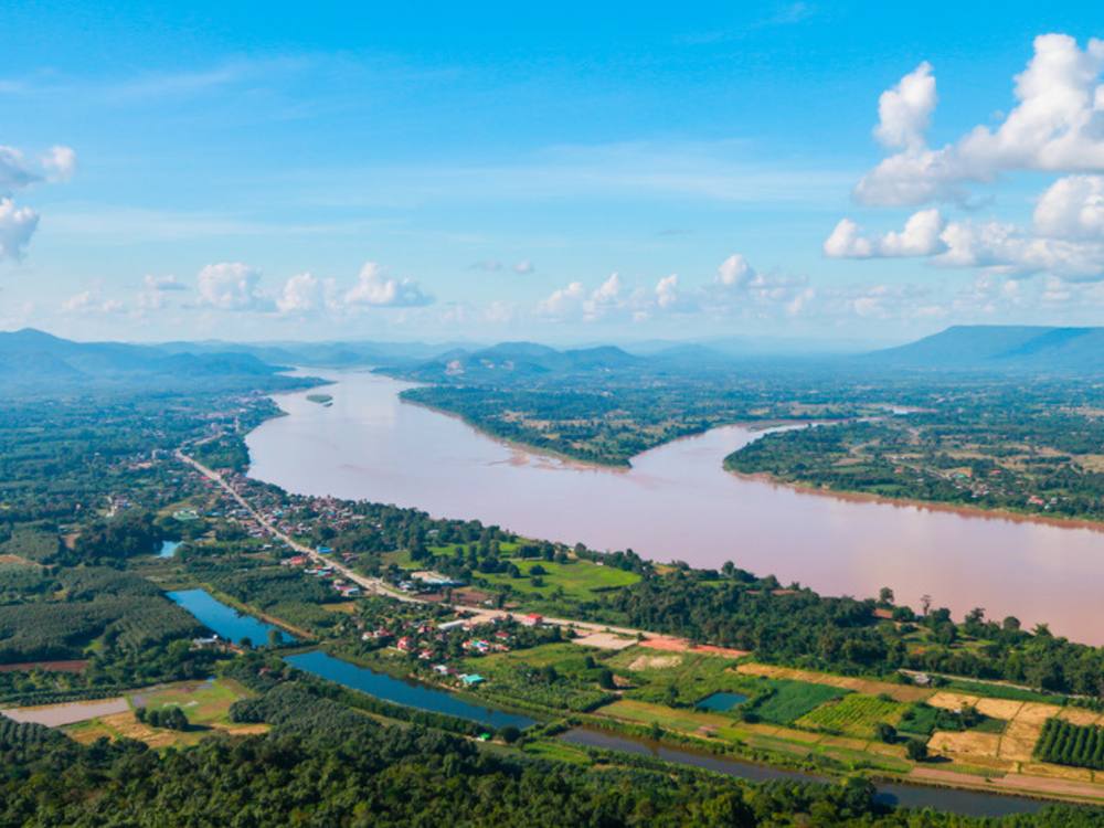 Vista aérea del río Mekong en el Triángulo de Oro (Tailandia)